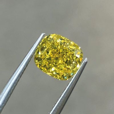 Cushion Cut HPHT Lab Grown Yellow Diamond Semua bentuk tersedia