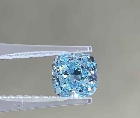 Ukuran Besar CVD Lab Grown Blue Diamonds Fancy Vivid Synthetic 2.25 Ct Cushion Cut VS1