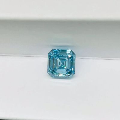 Asscher Cut Blue Berlian Sintetis Lab Insinyur Berlian 1-2 Karat