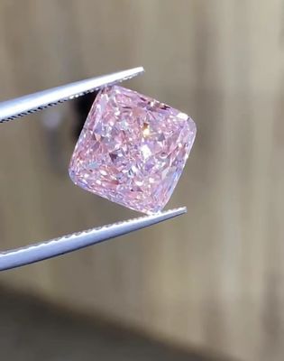 Lab Membuat Berlian Sintetis Longgar Berwarna 6CT Pink Cushion Cut Diamond