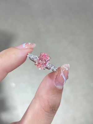 2.5ct Fancy Pink Lab Dibuat Berlian Cincin Pernikahan 18K Putih Emas Cincin Pengantin