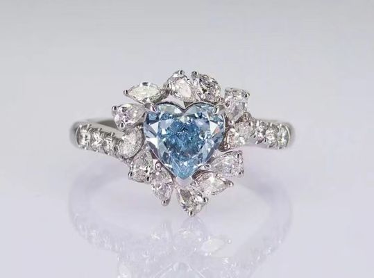 Lab Berlian Perhiasan cincin pertunangan cincin pernikahan biru jantung berlian longgar sintetis berlian