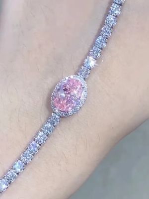 2.87ct Pink Diamond Tenis Gelang Oval Potong longgar sintetis Berlian
