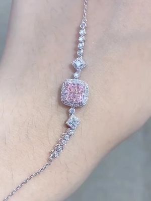 Cushion Cut Lab Dibuat Persegi Berlian Pink Fancy Berlian Warna 1.52ct