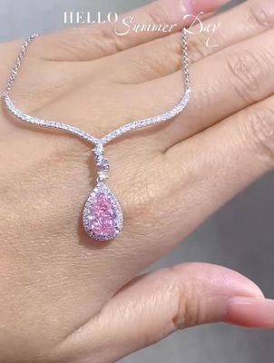 1.97ct Diamant Lab Tumbuh Gelang Kalung Pear Cut Warna Pink Disesuaikan