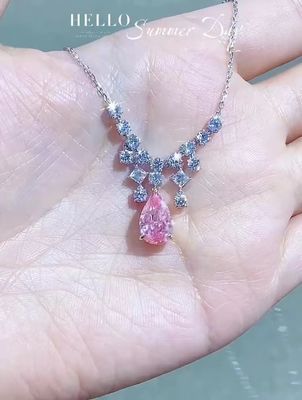 IGI Bersertifikat Lab Tumbuh Diamond Pendant Pear Cut 2.84ct Pink Fancy Warna