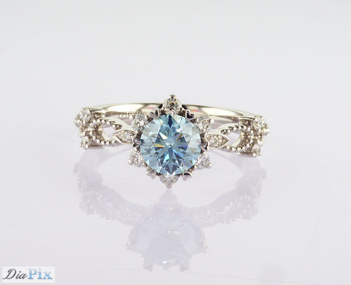 Blue CVD 1.01ct Lab Menumbuhkan Diamond Wedding Ring 18K White Gold Set IGI Certified