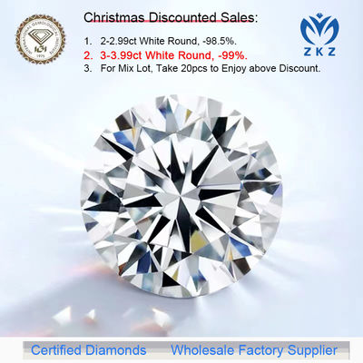 CVD DEF VS VVS Round Brilliant Cut 3ct + Laboratory Grown Diamonds Sertifikat IGI Pemasok Pabrik Grosir