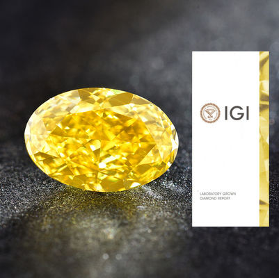 Laboratorium Dibuat Berlian Kuning 1.00ct Fancy Kuning VS1 Oval Bentuk HPHT