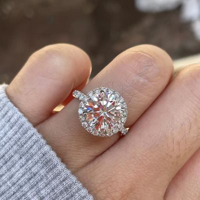 18K Emas Asli DEF VS Lab Tumbuh Berlian Cincin Custom Perhiasan halus