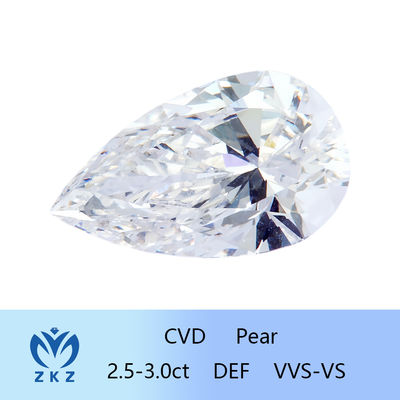 2.5ct-3ct sintetis sebagai tumbuh CVD Lab tumbuh Berlian longgar Pear Cut Berlian