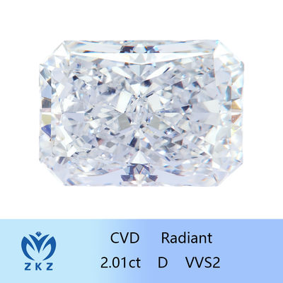 Radiant Cut 2ct Sebagai CVD Lab Tumbuh Berlian Putih Dengan Sertifikasi IGI