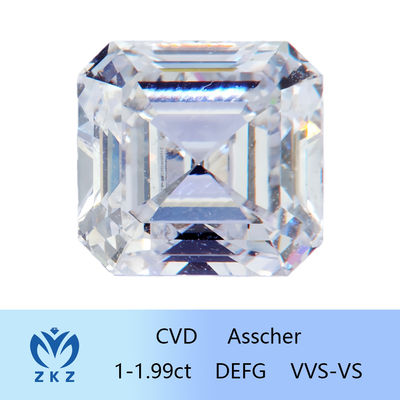 Synthetic Square Shape 1ct Range CVD Asscher Cut Lab Diamond Tumbuh Tanpa Warna
