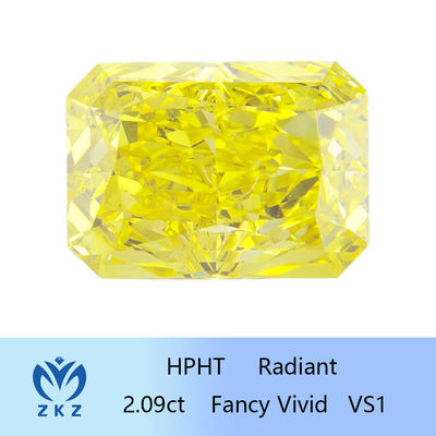 HPHT Fancy Vivid Yellow Diamond Man Made Radiant Cut 2.09ct Bersertifikat IGI