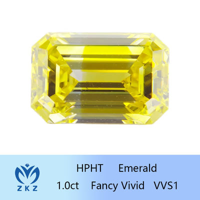 HPHT 1ct Laboratorium Dibuat Berlian Kuning Potongan Emerald VVS Kejernihan Sertifikat IGI