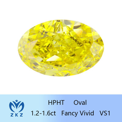 Oval Cut HPHT Lab Dibuat Berlian Kuning 1.2ct-1.6ct Sertifikat IGI