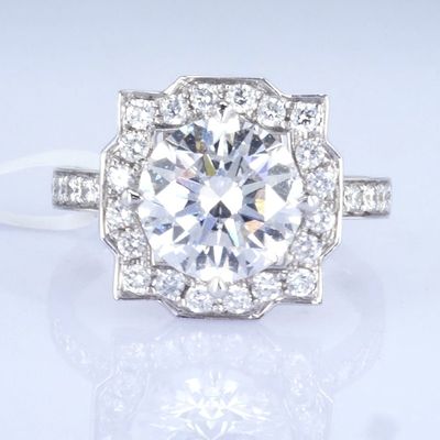 18k Cool Design Ring 3ct Putih Lab-Tumbuh Berlian Ring Bulat Bentuk sintetis Berlian Ring