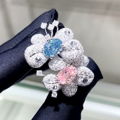 18k Oval Bentuk Dua Warna Gaya Cincin Laboratorium Tumbuh Pink Diamond Cincin Mewah Dan Desain yang indah Untuk pesta Untuk perjamuan